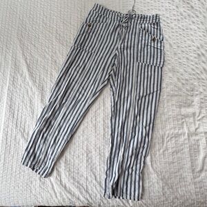 American Eagle Outfitters Navy and White Striped Pants